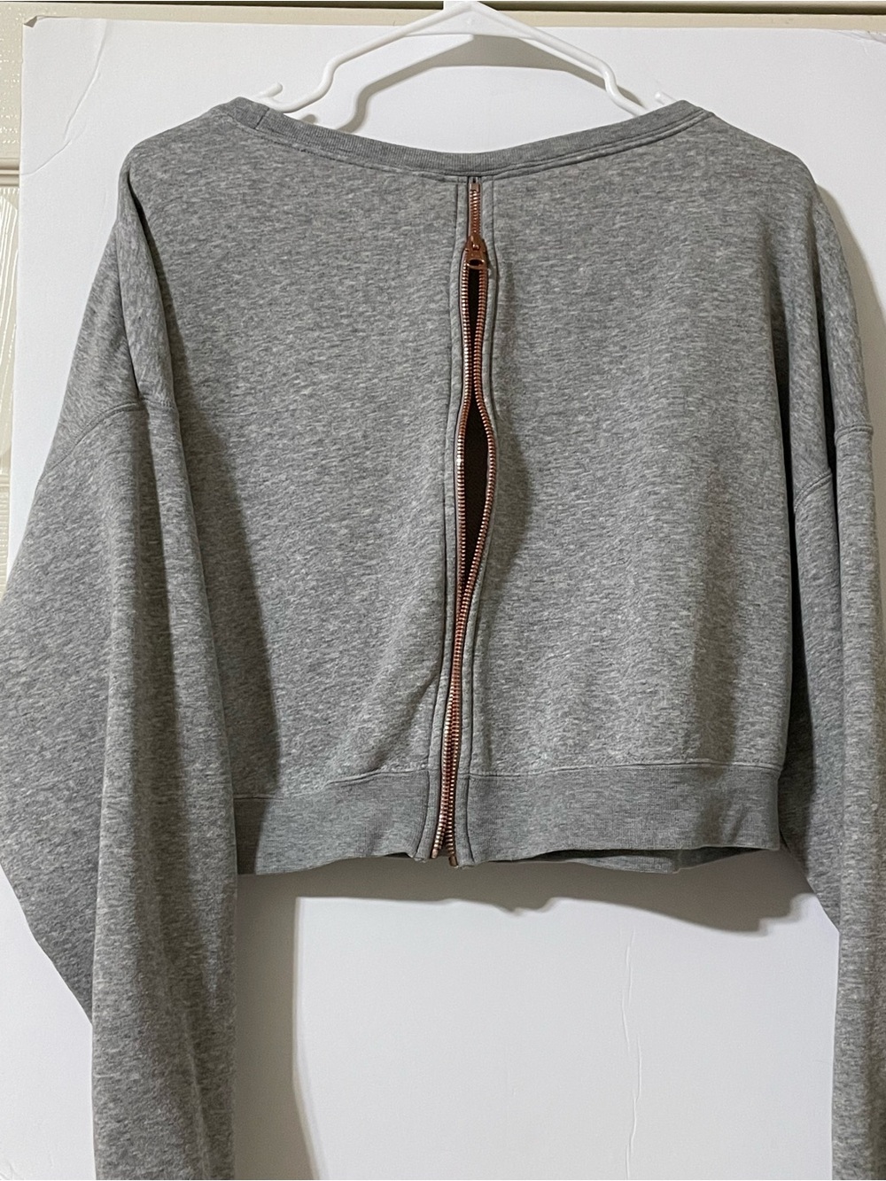 Nike Women's Gray Cropped Sweatshirt with Gold Logo - Picture 12 of 15
